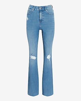 High Waisted FlexX Medium Wash Ripped Flare Jeans - image 5