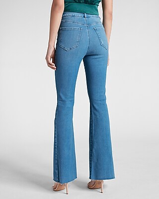 High Waisted FlexX Medium Wash Ripped Flare Jeans - image 4