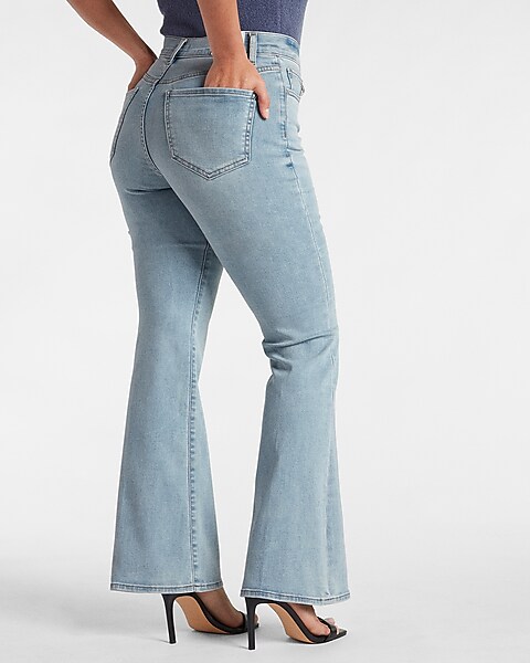 High Waisted Light Wash Supersoft Flare Jeans