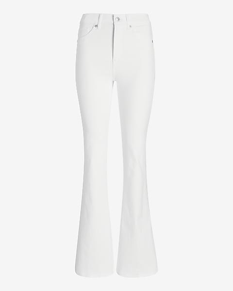 High Waisted White Supersoft Flare Jeans | Express