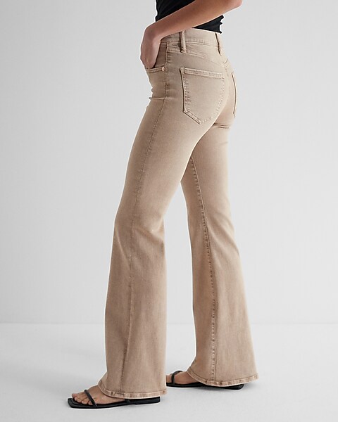 Mid Rise Tan '70s Flare Jeans