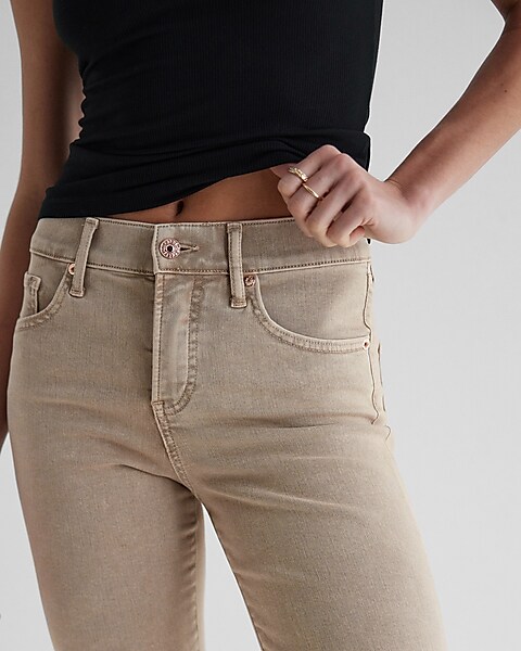 Mid Rise Tan '70s Flare Jeans