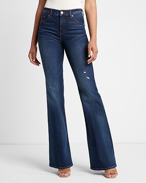 Mid Rise Dark Wash '70s Flare Jeans
