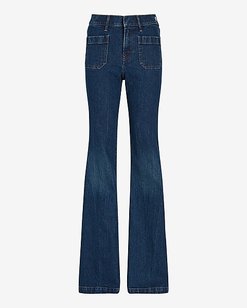 Vintage Fade Denim Flare Front Pocket Jeans ‐ Phix