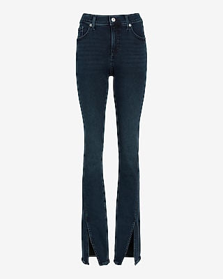 Mid Rise Dark Wash Front Vent Skyscraper Jeans