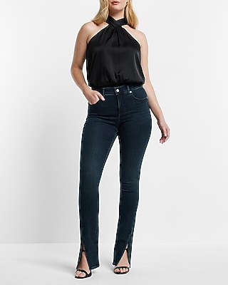 Mid Rise Dark Wash Front Vent Skyscraper Jeans