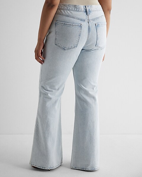 WEST OF MELROSE Womens Lace Up Flare Jeans - LIGHT WASH
