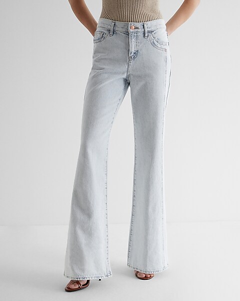 Mid Rise Washed Black Front Seam '70s Flare Jeans