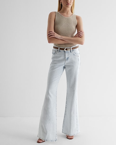 Mid Rise Light Wash Double Seam '70s Flare Jeans