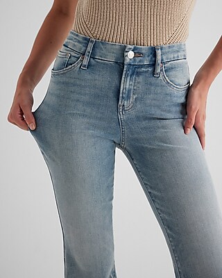 Mid Rise Light Wash Raw Hem FlexX '70s Flare Jeans - image 2