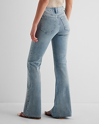 Mid Rise Light Wash Raw Hem FlexX '70s Flare Jeans - image 3