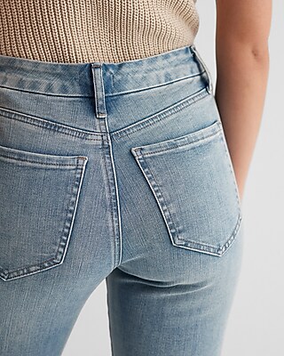 Mid Rise Light Wash Raw Hem FlexX '70s Flare Jeans - image 4
