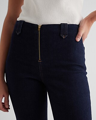 Mid Rise Rinse Exposed Zipper '70s Flare Jeans