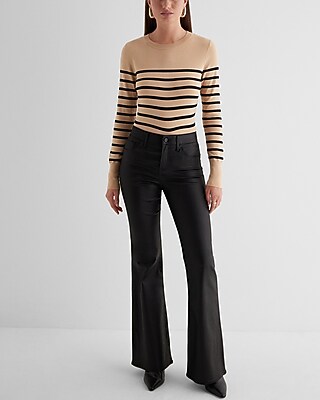 Mid Rise Black Coated '70s Flare Jeans | Express