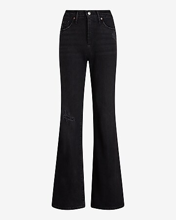 Women's Black Flared Jeans, Black Denim Flare Jeans