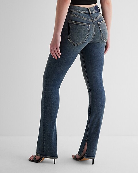 Mid Rise Dark Wash Horsebit Skyscraper Jeans | Express Mid Rise Dark Wash Horsebit Skyscraper Jeans | Express