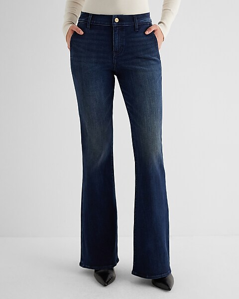 Women's Low-Rise Dark Wash Vintage Flare Jeans