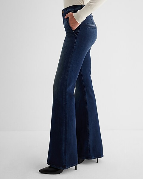 Mid Rise Dark Wash '70s Flare Jeans