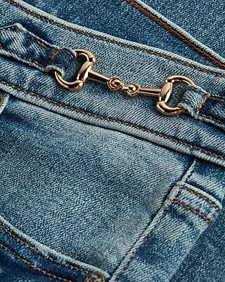 Mid Rise Medium Wash Horsebit '70s Flare Jeans | Express