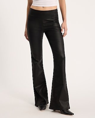 Mid Rise Black Coated Pull-On '70s Flare Jeans