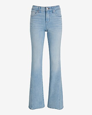 Mid Rise Light Wash Slant Seam '70s Flare Jeans | Express
