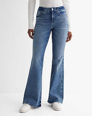 Sky Blue Medium Wash High Rise Flare Jeans – KesleyBoutique