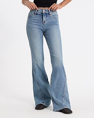 Mid Rise Light Wash Twist Seam Hyper Sculpt '70s Flare Jeans