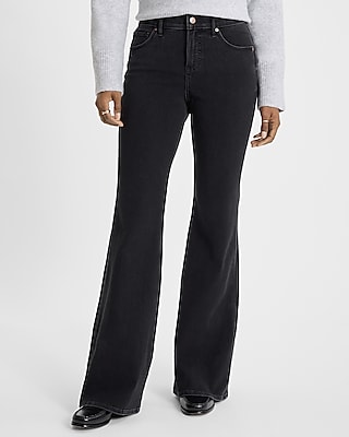 Mid Rise Black Wash '70s Flare Jeans