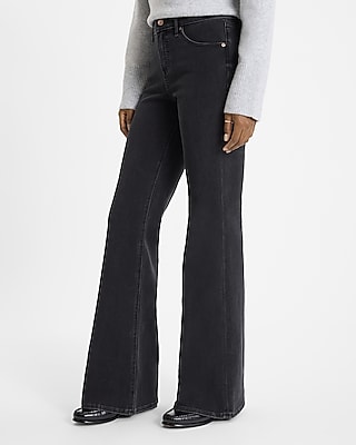 Mid Rise Black Wash '70s Flare Jeans