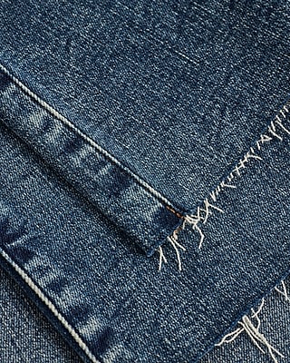 High Waisted Medium Wash Raw Hem FlexX '70s Flare Jeans