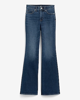 High Waisted Dark Wash Hyper Sculpt '70s Flare Jeans