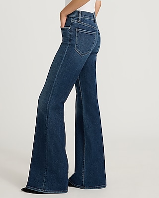 High Waisted Dark Wash Hyper Sculpt '70s Flare Jeans