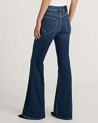 High Waisted Dark Wash Hyper Sculpt '70s Flare Jeans