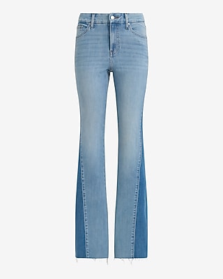 High Waisted Light Wash Two-Tone Side FlexX '70s Flare Jeans
