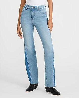 High Waisted Light Wash Two-Tone Side FlexX '70s Flare Jeans