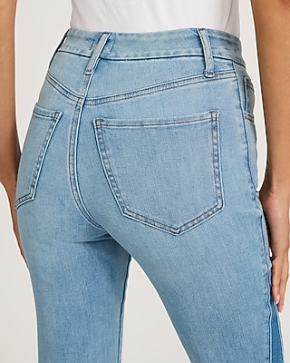 High Waisted Light Wash Two-Tone Side FlexX '70s Flare Jeans