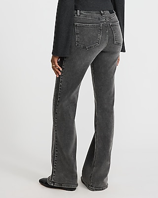 High Waisted Washed Black '70s Flare Jeans