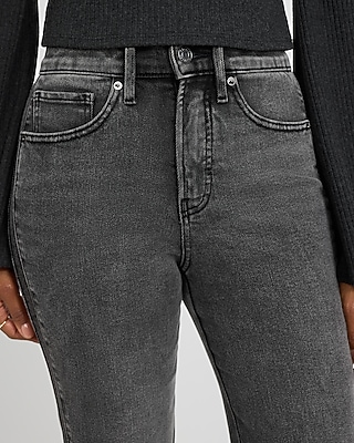 High Waisted Washed Black '70s Flare Jeans