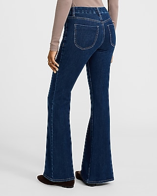 Mid Rise Dark Wash Patch Pocket FlexX '70s Flare Jeans - image 3