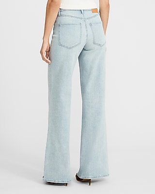 High Waisted Light Wash Relaxed Flare Jeans