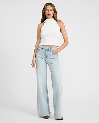 High Waisted Light Wash Relaxed Flare Jeans