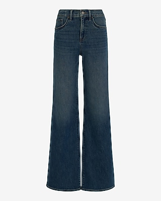 High Waisted Dark Wash Relaxed Flare Jeans