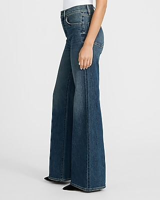 High Waisted Dark Wash Relaxed Flare Jeans