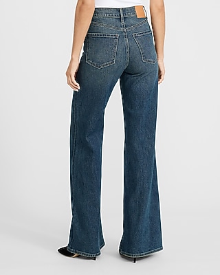 High Waisted Dark Wash Relaxed Flare Jeans