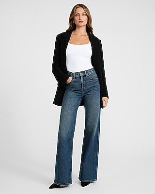 High Waisted Dark Wash Relaxed Flare Jeans