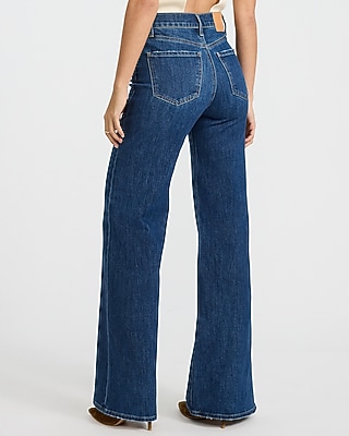 High Waisted Dark Wash Relaxed Flare Jeans
