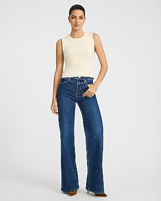 High Waisted Dark Wash Relaxed Flare Jeans
