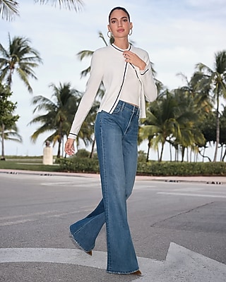 High Waisted Medium Wash Relaxed Flare Jeans