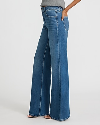 High Waisted Medium Wash Relaxed Flare Jeans