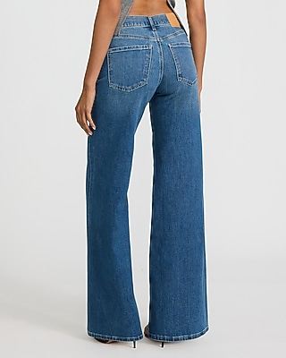 High Waisted Medium Wash Relaxed Flare Jeans